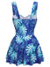 Royal Blue 1960s Tropical Plants Swimsuit Set