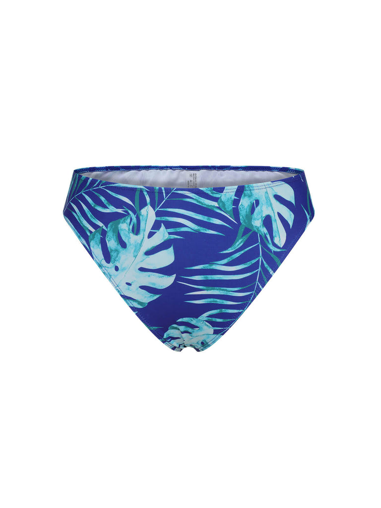 Royal Blue 1960s Tropical Plants Swimsuit Set