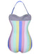 1950s Colorful Striped One-Piece Swimsuit