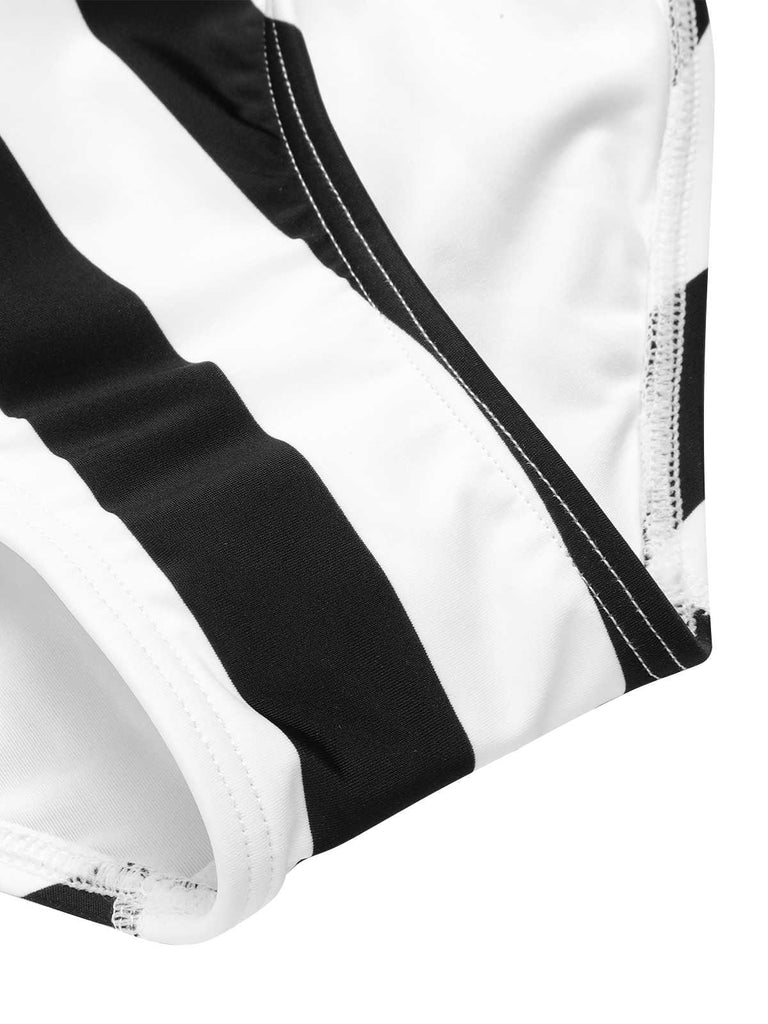 [Pre-Sale] 1950s Contrast Stripes Triangle One-Piece Swimsuit