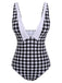 Black & White 1950s Plaid One-Piece Swimsuit