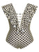 [Plus Size] Beige 1960s Polka Dot Ruffles One-Piece Swimsuit