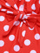 1930s Halter Lace-Up Polka Dots One-Piece Swimsuit