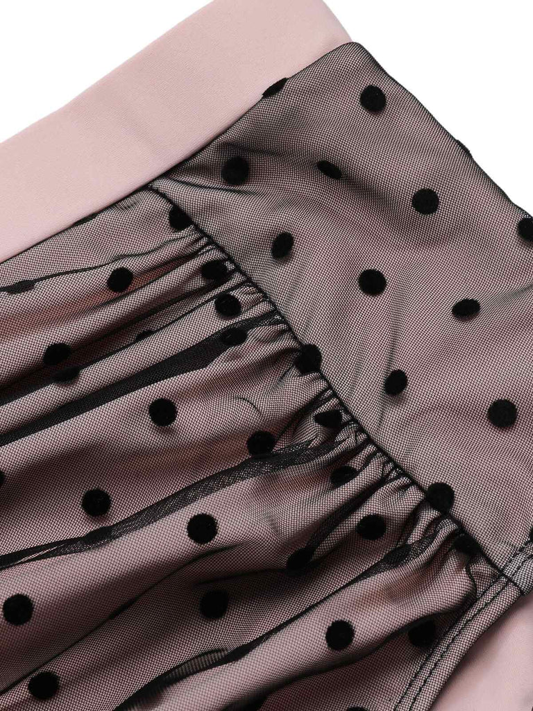 Black 1960s Polka Dots Mesh Swimsuit