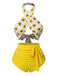 [Pre-Sale] Yellow 1950s Sunflower Cross Halter Swimsuit