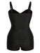 [Plus Size] Black & White 1960s Geometric Lace-Up Swimsuit