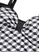 [Plus Size] Black & White 1960s Geometric Lace-Up Swimsuit