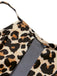 [Plus Size] 1940s Leopard Mesh Patchwork Swimsuit