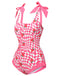 Pink 1960s Strawberry Plaid One-Piece Swimsuit