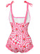 Pink 1960s Strawberry Plaid One-Piece Swimsuit