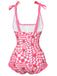 [Pre-Sale] Pink 1960s Strawberry Plaid One-Piece Swimsuit