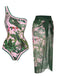 1960s One-Shoulder Tropical Swimsuit & Cover-Up