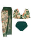 1950s Tropical Plant Patchwork Bikini Set & Cover-Up