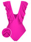 1950s Solid Ruffle V-Neck One-Piece Swimsuit
