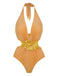 Yellow 1930s 3D Flower Halter Swimsuit