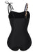 1950s Leopard Patchwork One-Piece Swimsuit