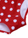 Red 1950s Polka Dot Patchwork Strap Swimsuit