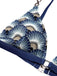 [Pre-Sale] Blue 1930s Ancient Fan Lace-Up Bikini Set