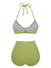 [Pre-Sale] Light Green 1960s Halter Knit Daisy Swimsuit