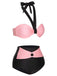 Black 1960s Halter Contrast Swimsuit