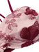 Wine Red 1950s Spaghetti Strap Butterflies Swimsuit