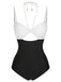 1950s Solid Cutout Halter Strap Swimsuit
