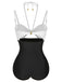 1950s Solid Cutout Halter Strap Swimsuit