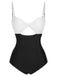 1950s Solid Cutout Halter Strap Swimsuit