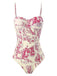 1950s Ink Floral Spaghetti Strap One-Piece Swimsuit