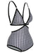 Black 1950s Houndstooth Waist Cutout Swimsuit