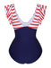 1930s Ruffled Striped One-Piece Swimsuit