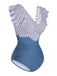 1930s Ruffled Striped One-Piece Swimsuit
