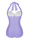 [Pre-Sale] Purple 1950s Solid Gathered Halter Swimsuit