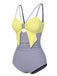 Purple & Yellow 1950s Cut Out Contrast Bow Swimsuit