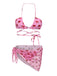 Pink 1950s Strawberry Waist Tie Halter Bikini Set