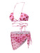 Pink 1950s Strawberry Waist Tie Halter Bikini Set