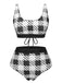 Black 1950s Plaid Wide Strap Swimsuit