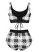 Black 1950s Plaid Wide Strap Swimsuit