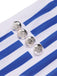 Blue & White 1950s Stripes Buttons Swimsuit