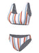 White 1950s Strap Stripes Swimsuit