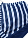 [Pre-Sale] Dark Blue 1940s Stripes Strap Drawstring Swimsuit