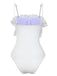 White 1970s Solid Ruffles Bandeau Swimsuit