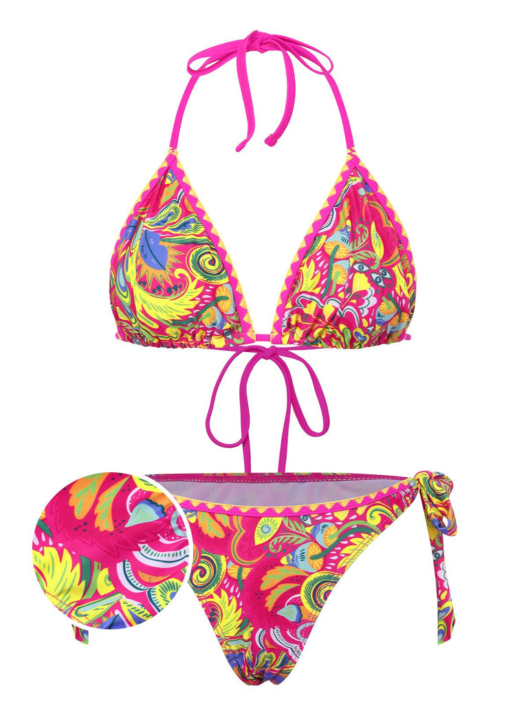 1970s Vintage Hippie Pattern Bikini Set