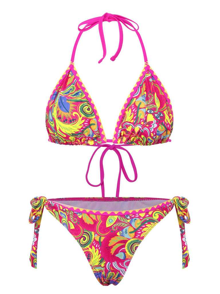 1970s Vintage Hippie Pattern Bikini Set