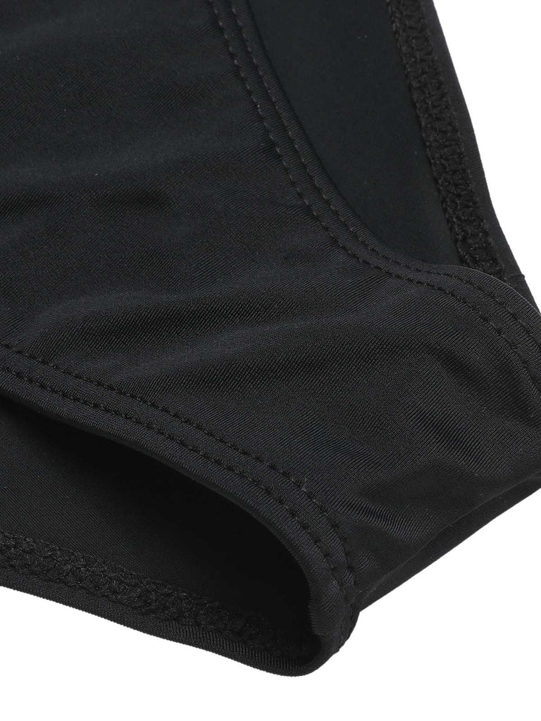 Black 1950s Halter Polka Dots Mesh Swimsuit