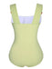 Green 1950s Solid Waist Cutout Ring Swimsuit