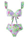 Light Green 1940s Grape Ruffle Swimsuit