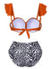 1950s Spaghetti Strap Leopard Ruffles Swimsuit