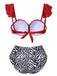 1950s Spaghetti Strap Leopard Ruffles Swimsuit