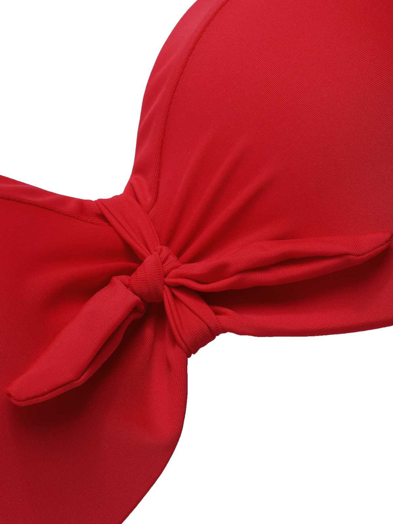 1950s Spaghetti Strap Leopard Ruffles Swimsuit